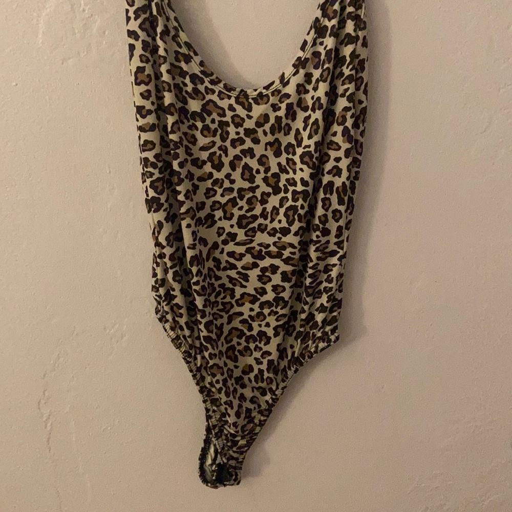 Cheetah bodysuit thong open back
